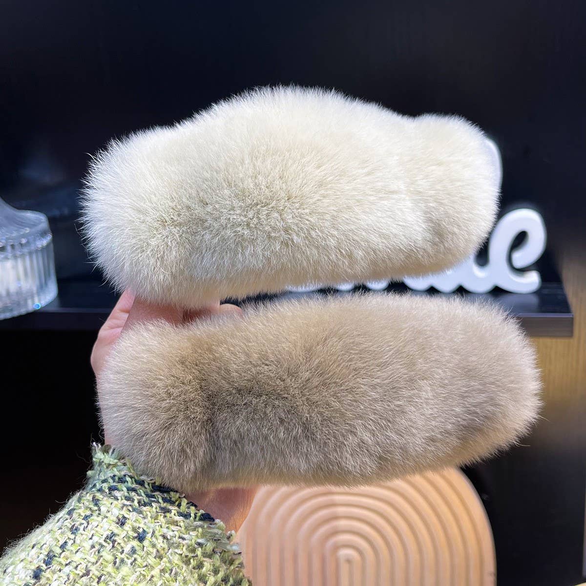 Fuzzy Bunny Fur Hair Claw, Large Lazy Style Clip