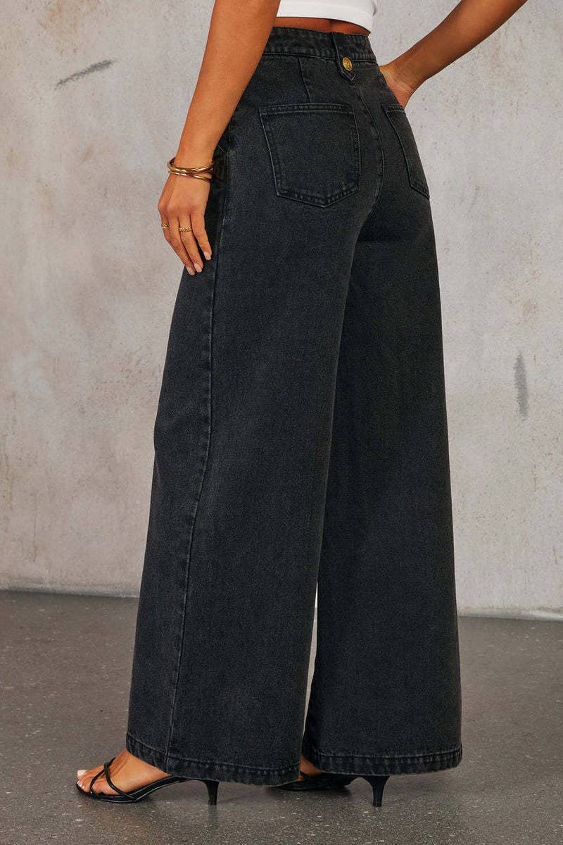 CWJP0589_SOLID LOOSE FIT FASHION WIDE LEG JEANS