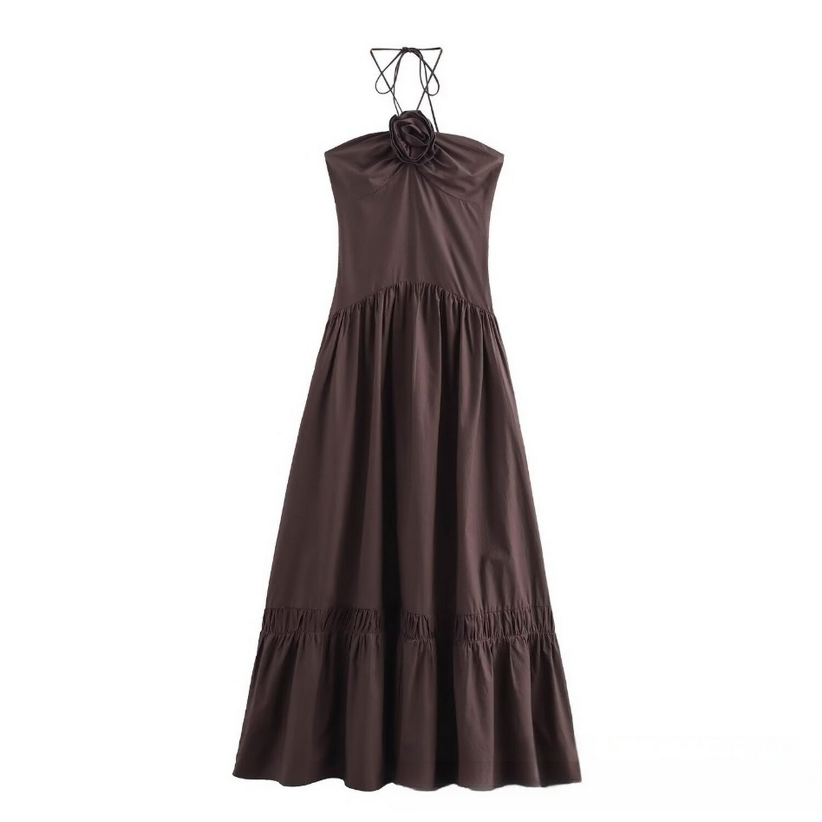 3D Floral Strap Dress - French Summer Style_CWDMD5802