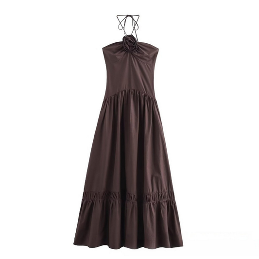 3D Floral Strap Dress - French Summer Style_CWDMD5802