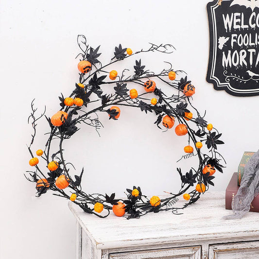180cm Black Maple Leaf Pumpkin Garland Decor_CWMM9883