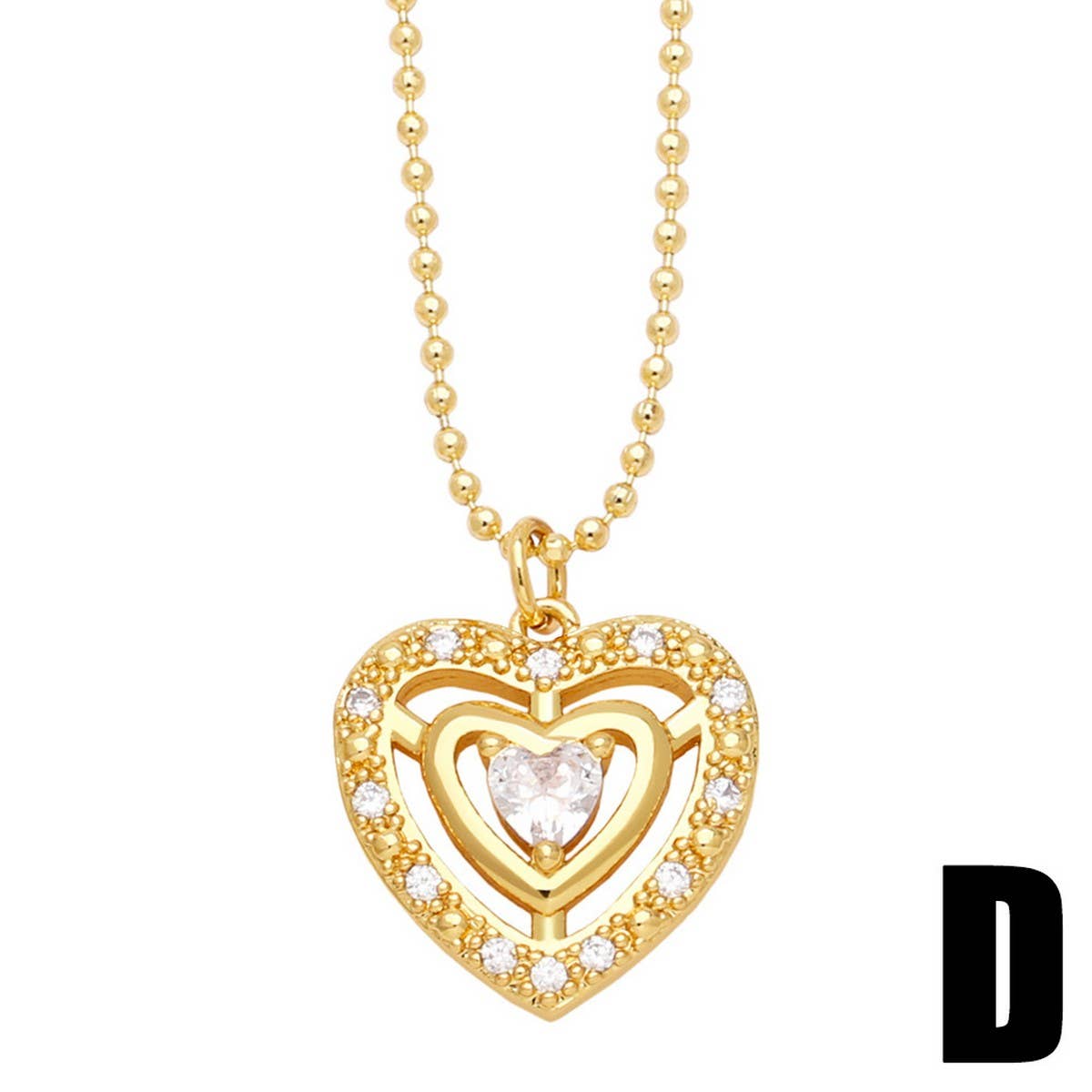 MOON STAR HEART PENDANT NECKLACE