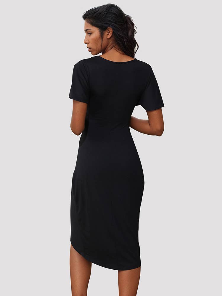 IRREGULAR SLIM SPLIT SHORT DRESS