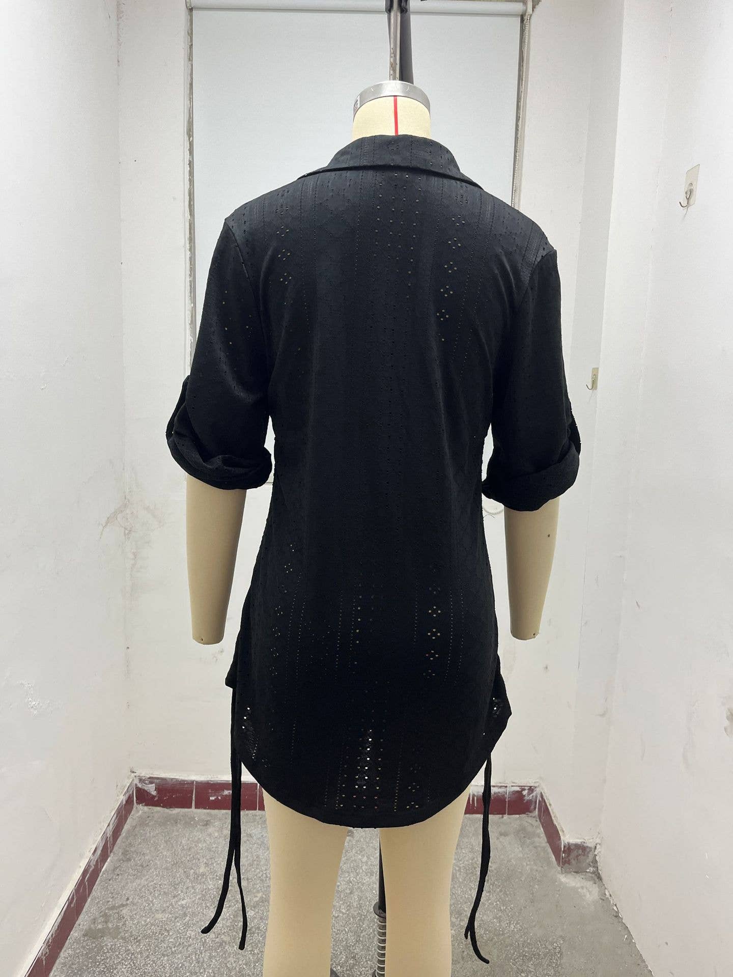 Solid-color cut-out side-pleated strappy dress