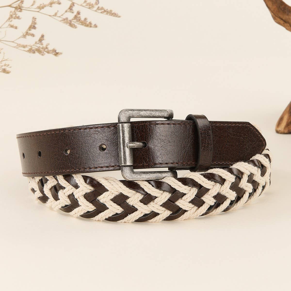 Boho Woven Pin Buckle Belt Multicolor Casual Chic_CWABE1232