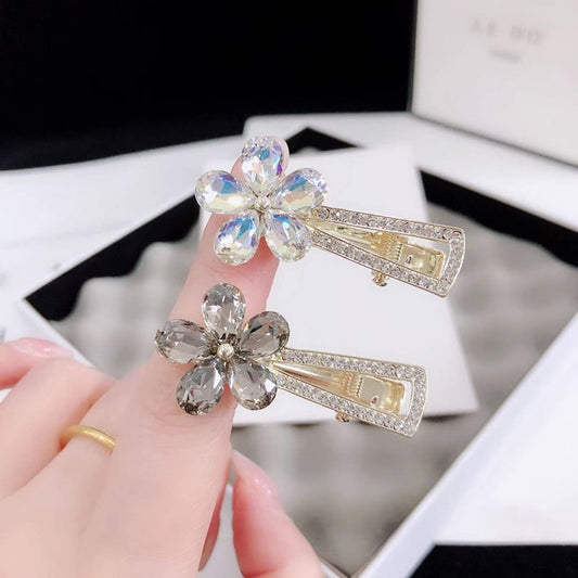 SHINY CRYSTAL FLOWER DIAMOND CLIP DUCKBILL CLIP