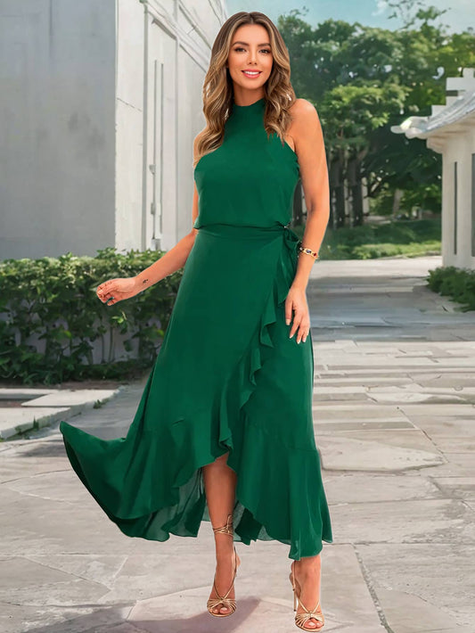 Elegant Ruffle Asymmetrical Ties A-Line Skirt