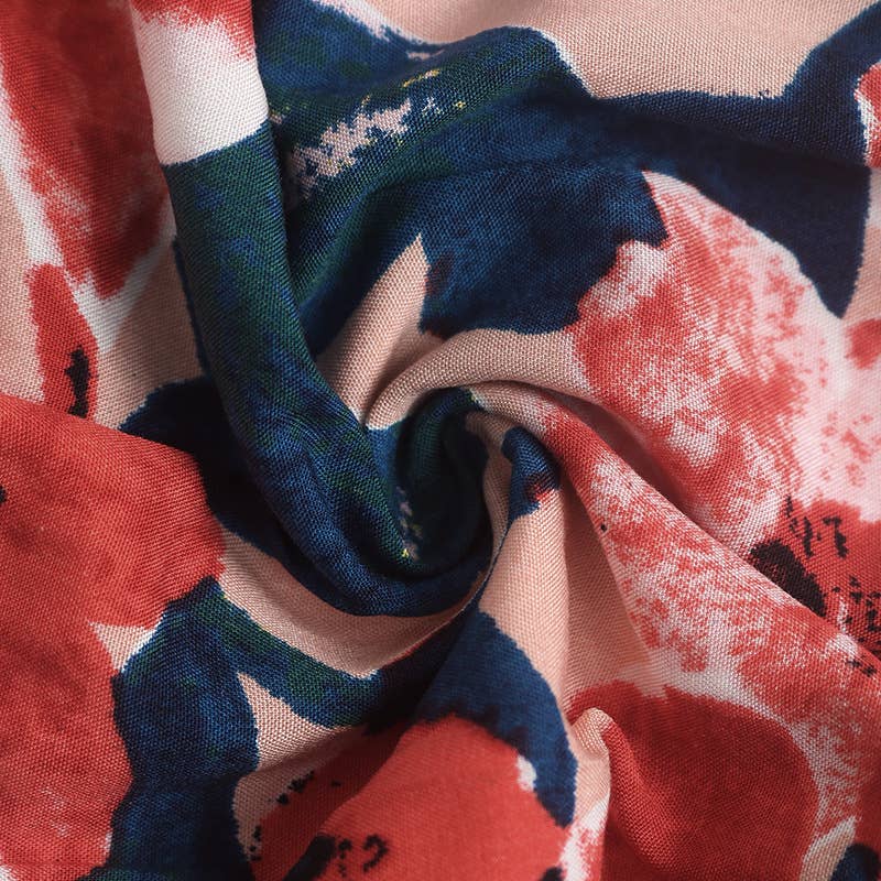 PRINTED HOLIDAY SLIP LONG DRESS