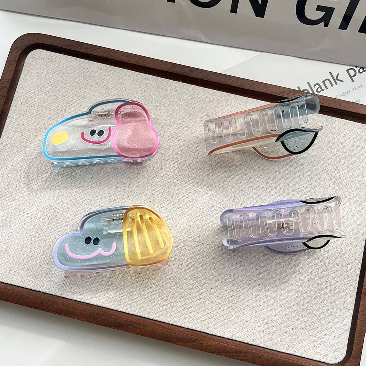 Cute Smiling Dog Transparent Hair Claw for Girls