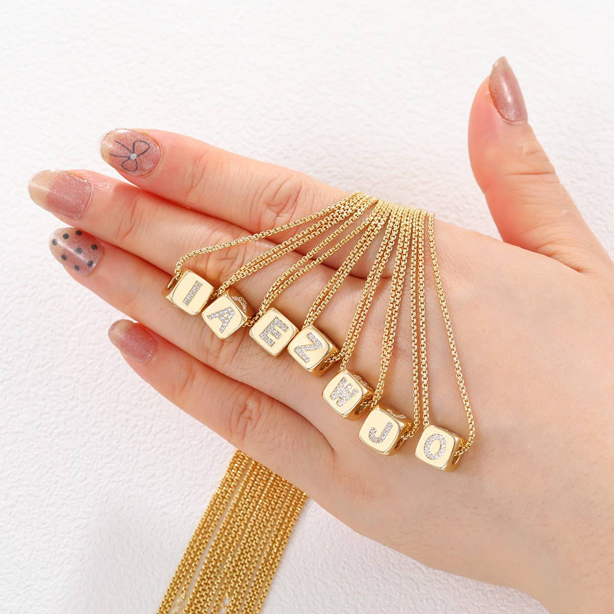 18K Gold-Plated Zirconia Dice Pendant Necklace_CWMM5876