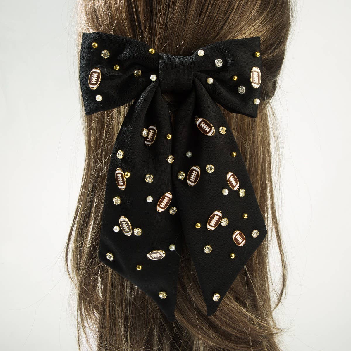 Bow Style Spring Hair Clip,Rhinestone & Rugby_CWAHA6189