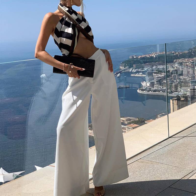 Straight-leg vacation style wide-leg pants