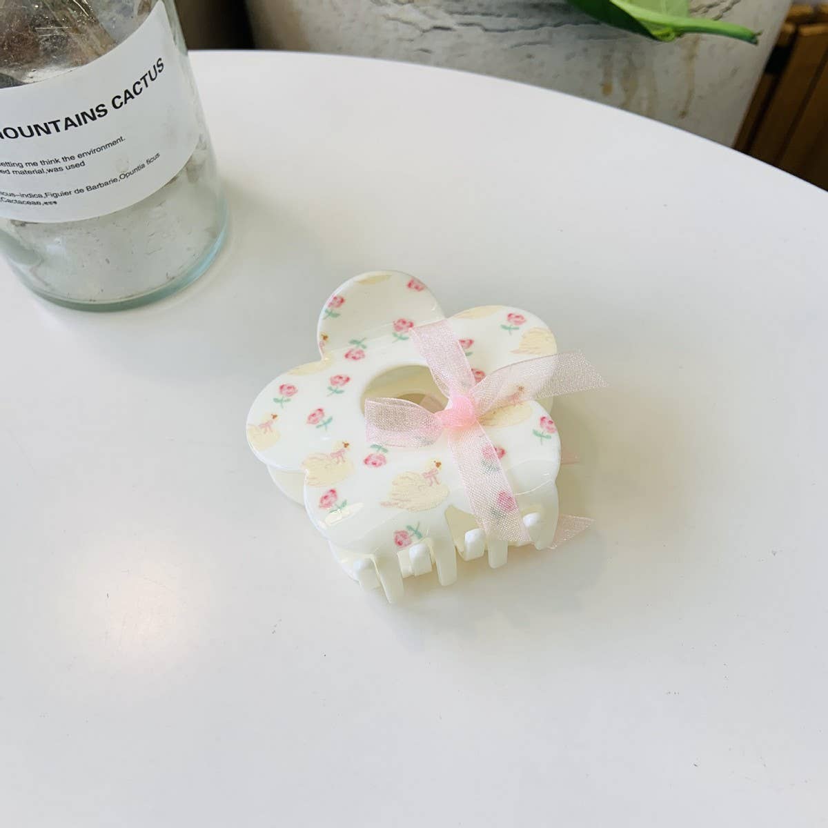 CWAHA1536_FLORAL BOW FLOWER TRIANGLE HAIR CLAW CLIP