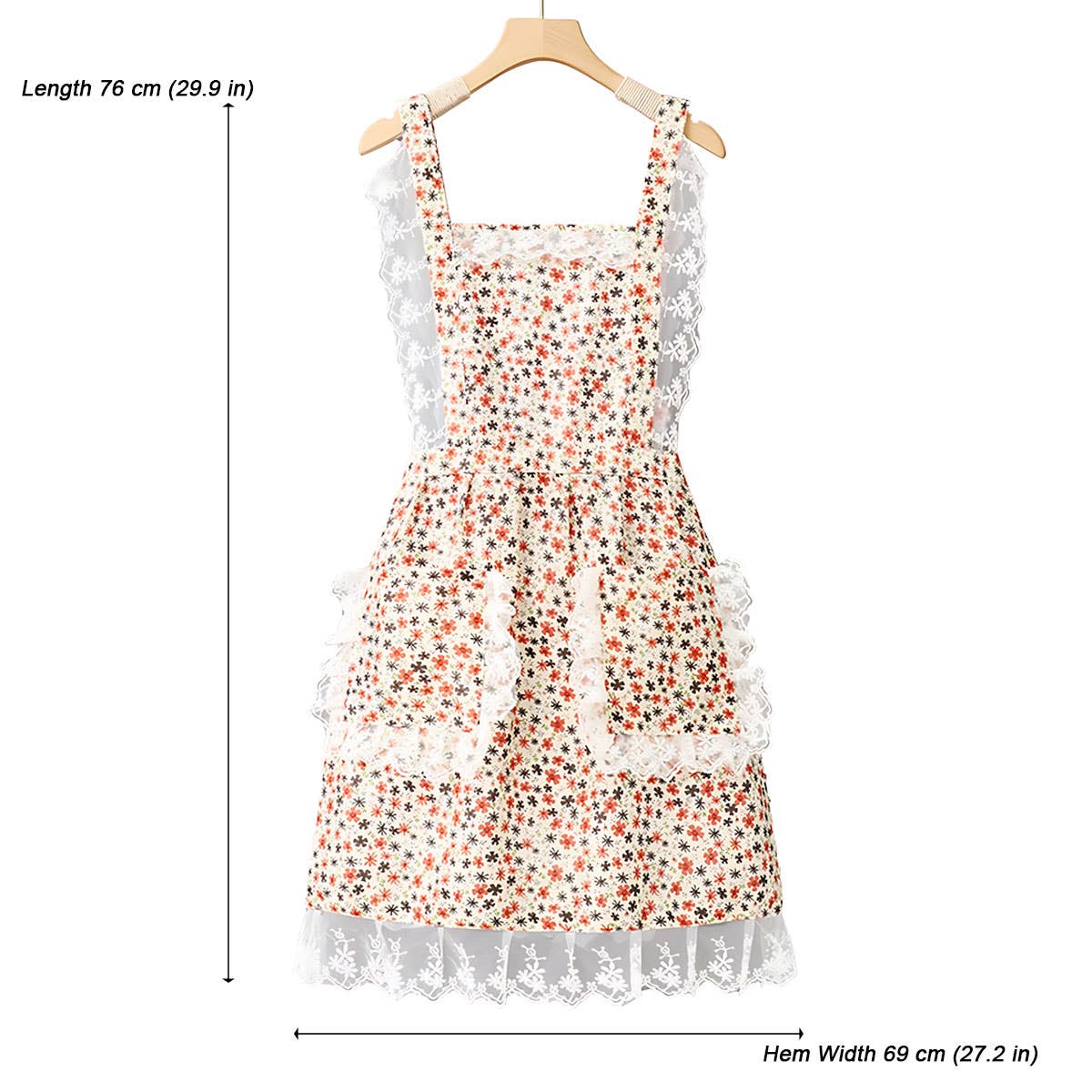 Floral Lace Trim Kitchen Apron for Women