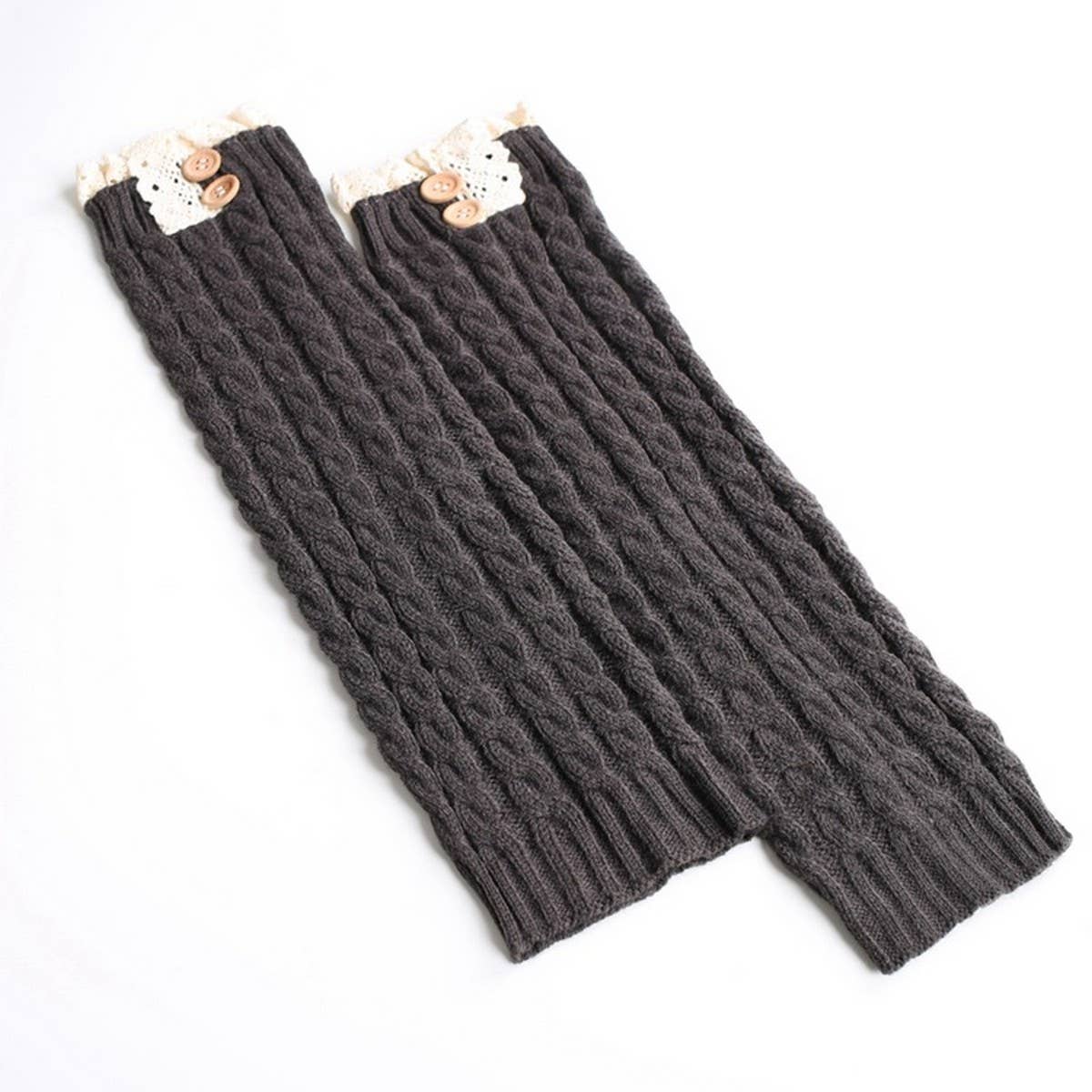 WARM BOOT COVERS WINTER LACE TWIST BUTTON SOCKS