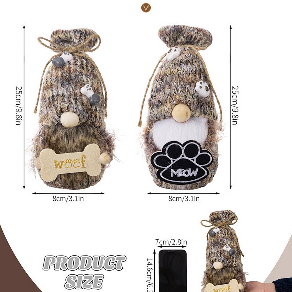 CWMM10347_PLUSH GNOME DOG DOLL WITH BONE RUDOLPH DECOR