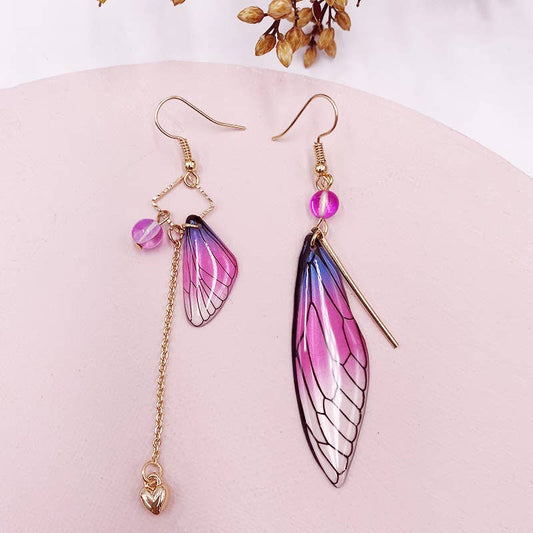 Fashionable imitation cicada wing earrings