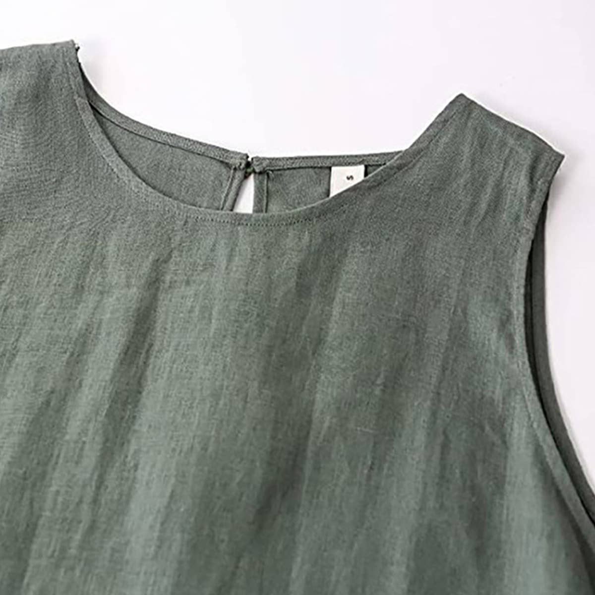 IRREGULAR COTTON LINEN SLEEVELESS DRESS