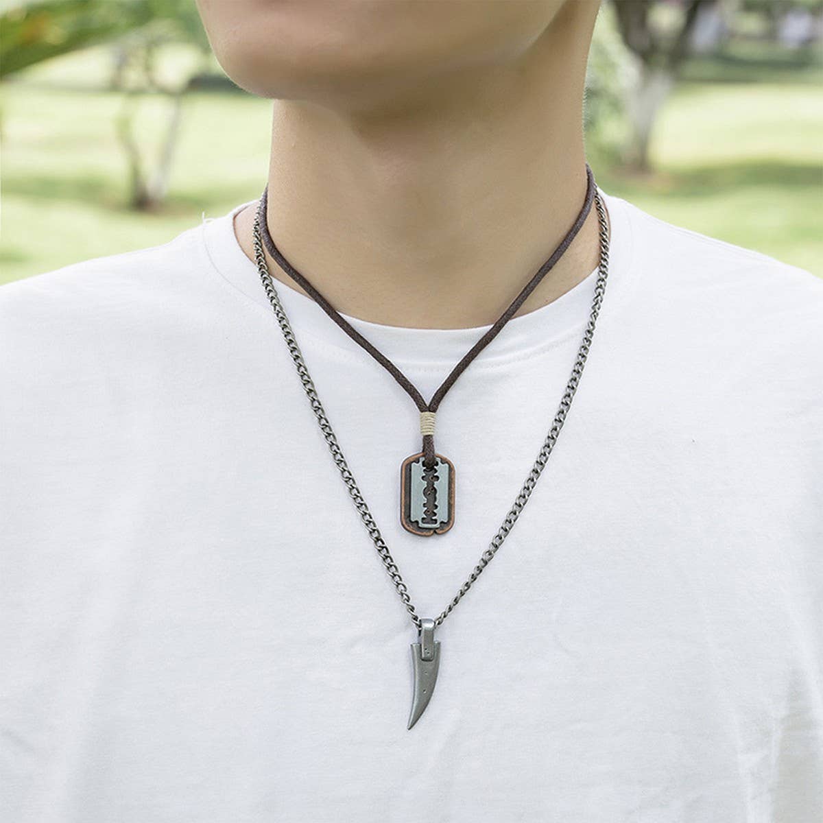 DESIGN DOUBLE LAYER VINTAGE WAX WIRE NECKLACE