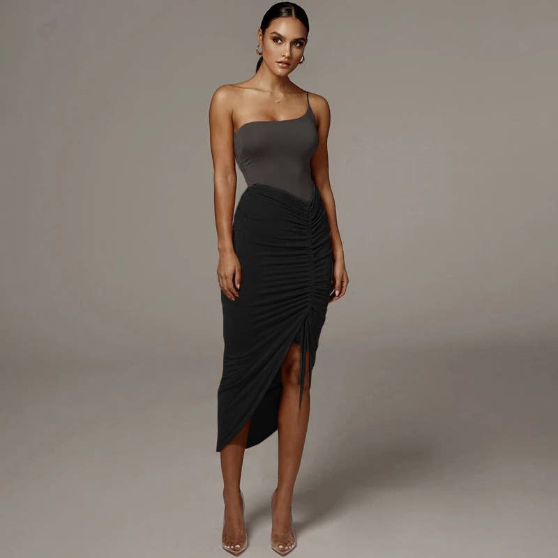 Sexy irregular fashion trend drawstring skirt