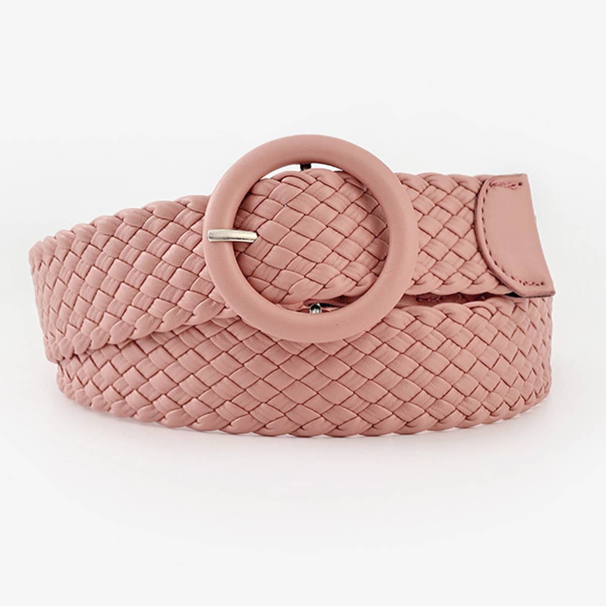 ROUND BUCKLE WOVEN BELT_CWABE0112