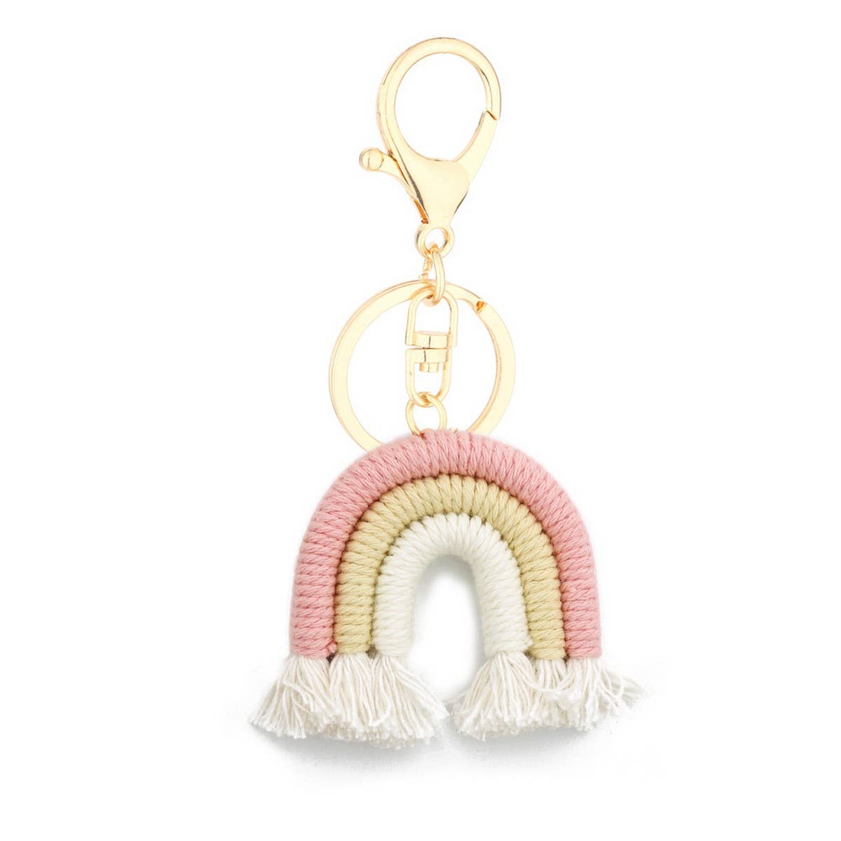 Macrame Rainbow Keychain Boho Car Hanging Decor_CWAB5031