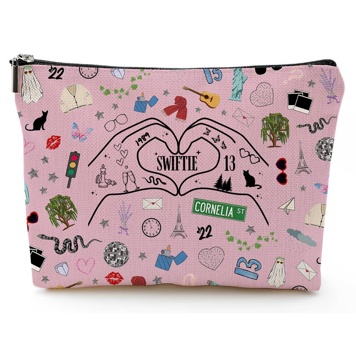 PINK LETTER DOUBLE-SIDED PRINTED COSMETIC BAG_CWAB2247
