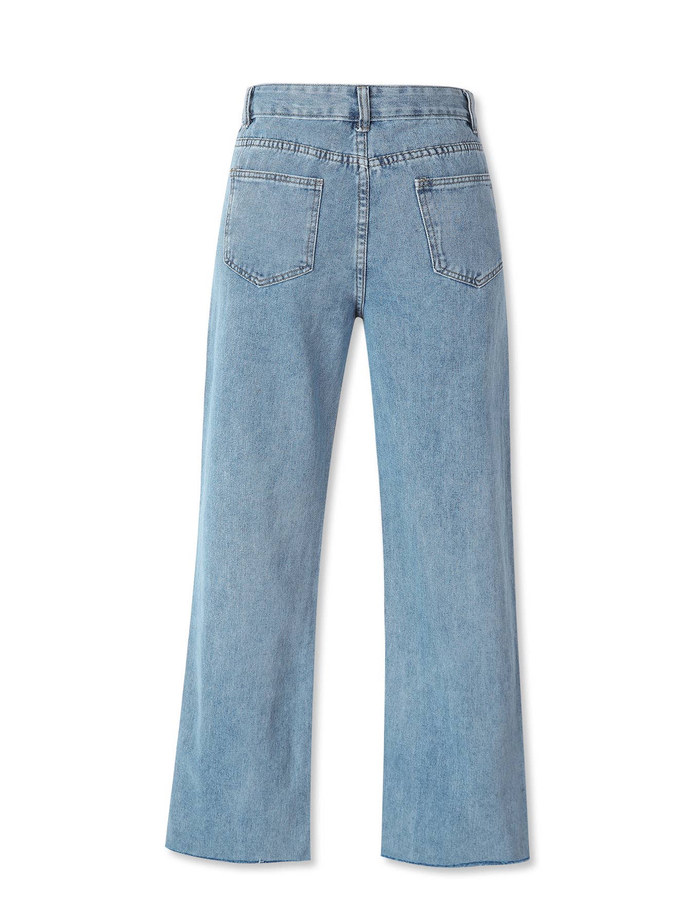 Solid color wide leg straight leg denim pants