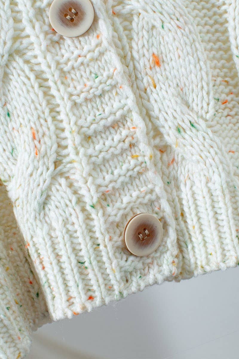 CWOCAL2294_VINTAGE SPECKLED KNIT BUTTON UP CARDIGAN