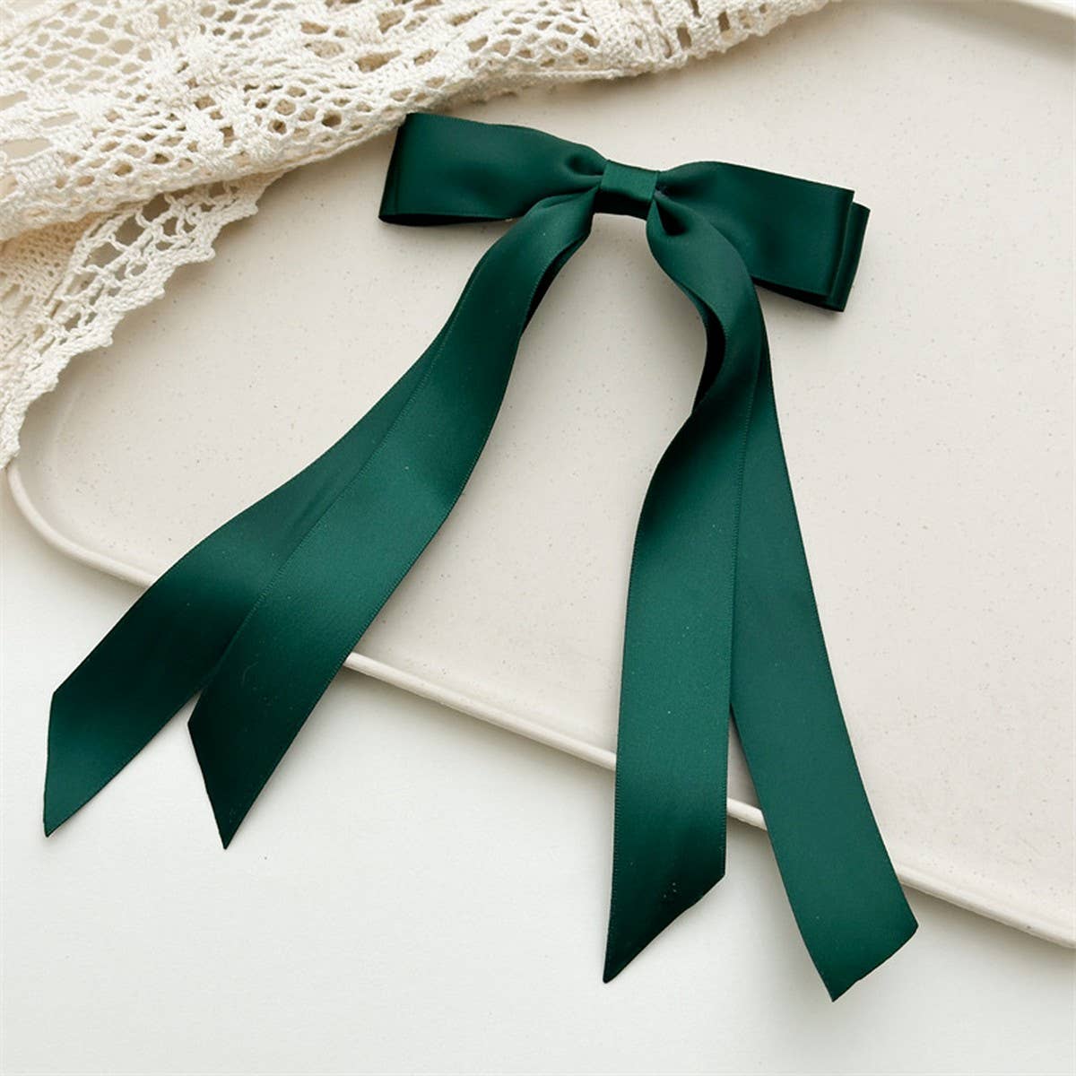 DOUBLE-LAYER BOW RIBBON TASSEL HAIR ACCESSORIES