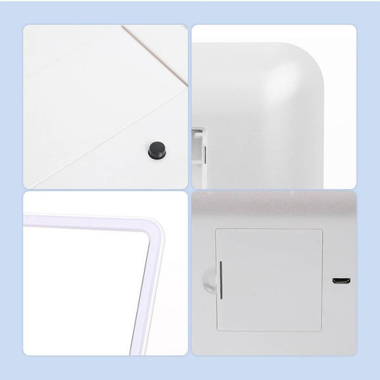 FOLDING STORAGE DRESSING BOX LED MAKEUP MIRROR