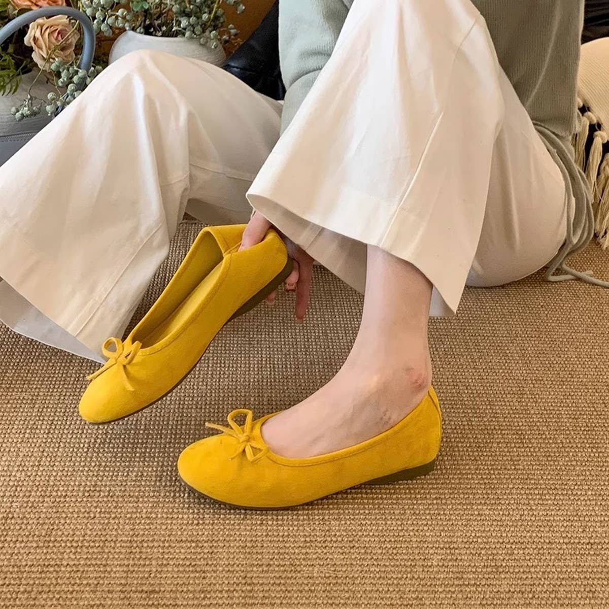 Yellow Platform Slip-On Loafer Vintage Style_CWSHF0142