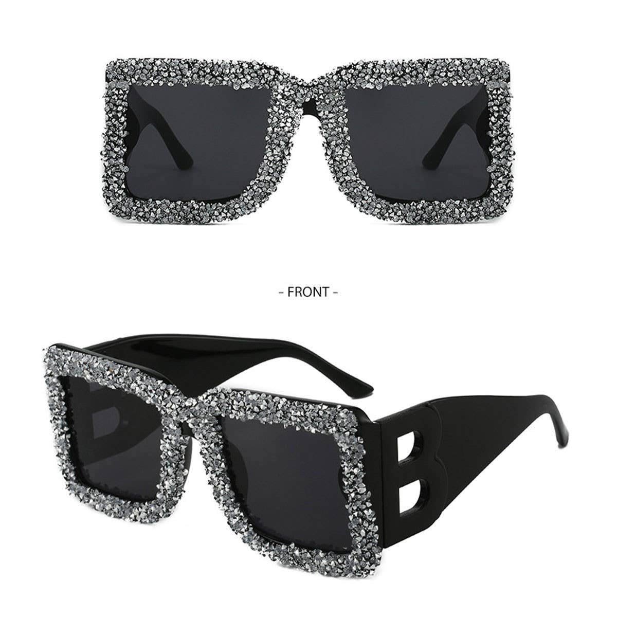 LARGE FRAME B-SHAPED TRENDY SUNGLASSES