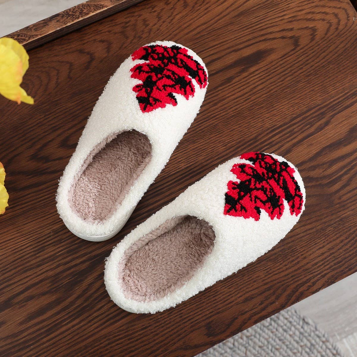 WINTER CHRISTMAS TREE PATTERNED COTTON SLIPPERS