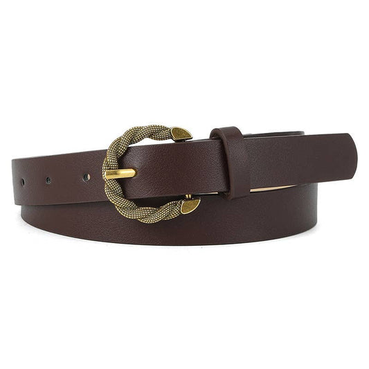Serpentine pin buckle PU leather women's belt high-grade