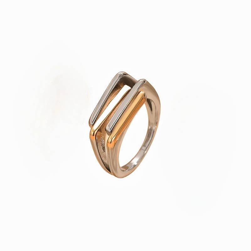 TEMPERAMENT SMOOTH GEOMETRIC THREE-LAYER RING