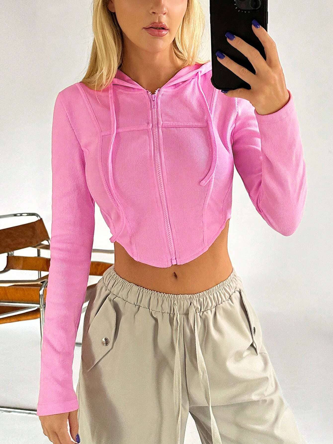 SHORT SPORTS HOODIE ZIPPER JACKET