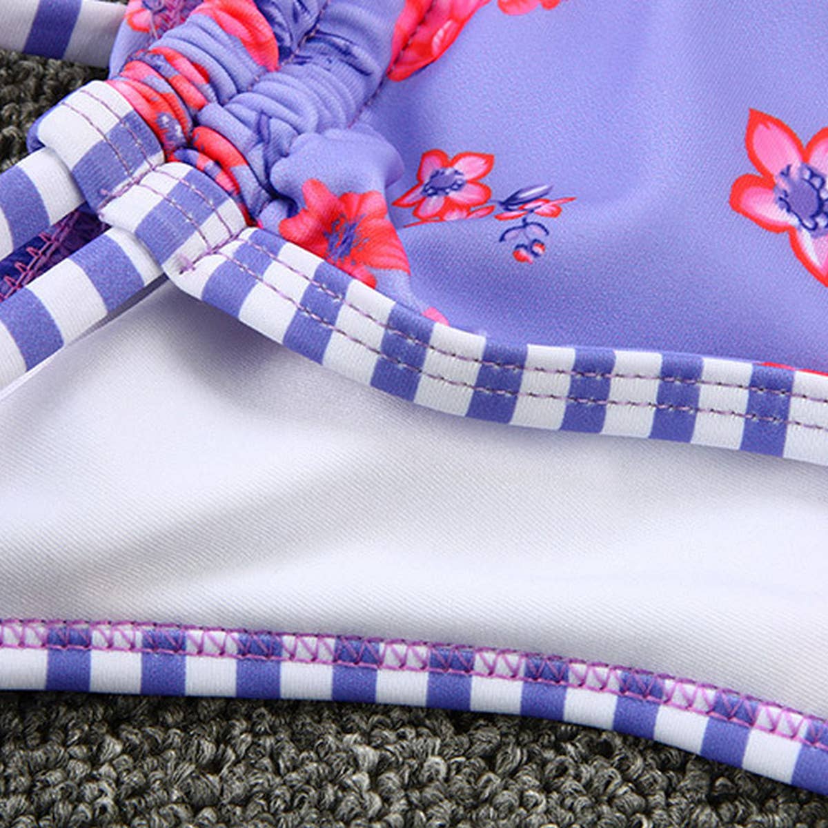 CONTRAST PRINT STRAPPY BIKINI SWIMSUIT