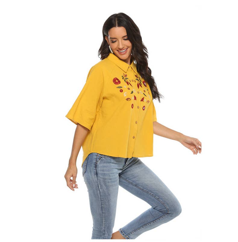 SHIRT WITH LOOSE EMBROIDERY DESIGN