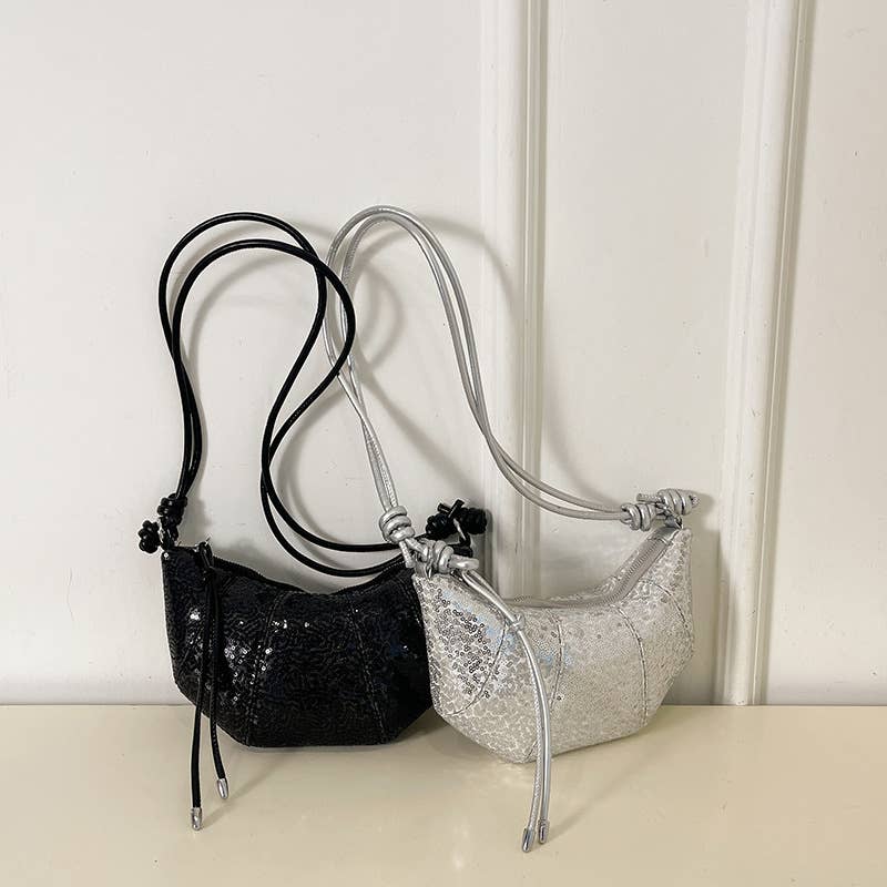 Sequined solid color personalized crossbody bag