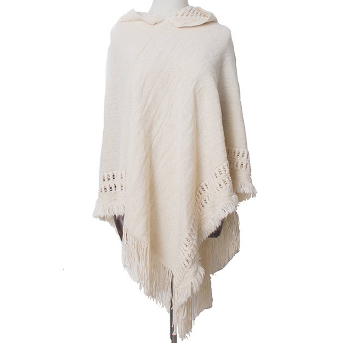 WOMEN SOFT PULLOVER PONCHO SWEATER CAPE WITH HOOD