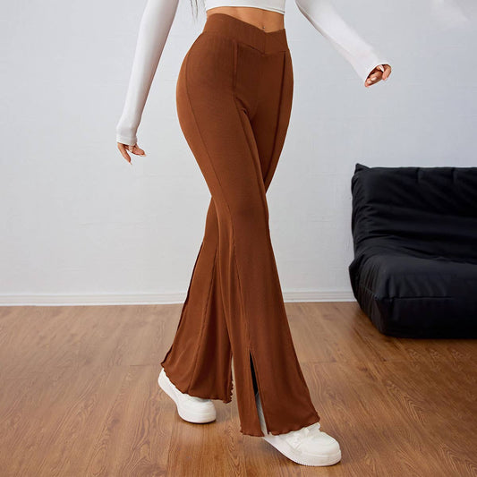 CASUAL ELASTIC-WAIST SLIMMING WIDE-LEG PANTS