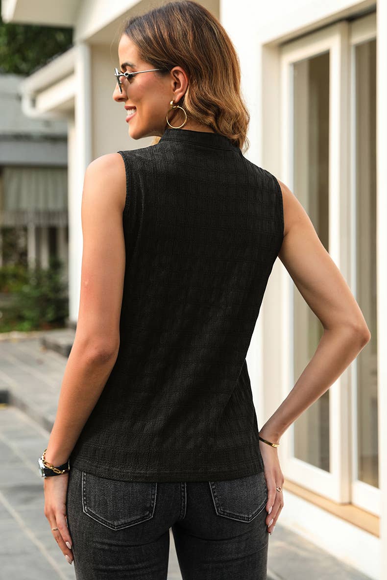 Stylish commuting sleeveless loose textured vest