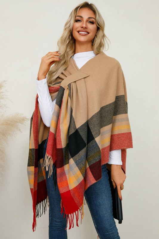 CWOCO0949_SHAWL SCARF FAUX CASHMERE KNITTED CAPE COAT