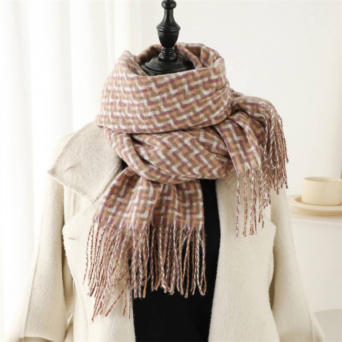 NEW RETRO BRITISH PLAID WARM SCARF