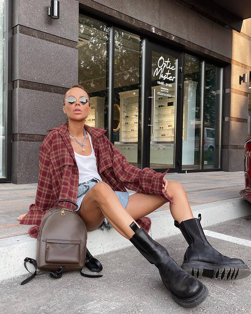 Vintage American plaid oversized shirt