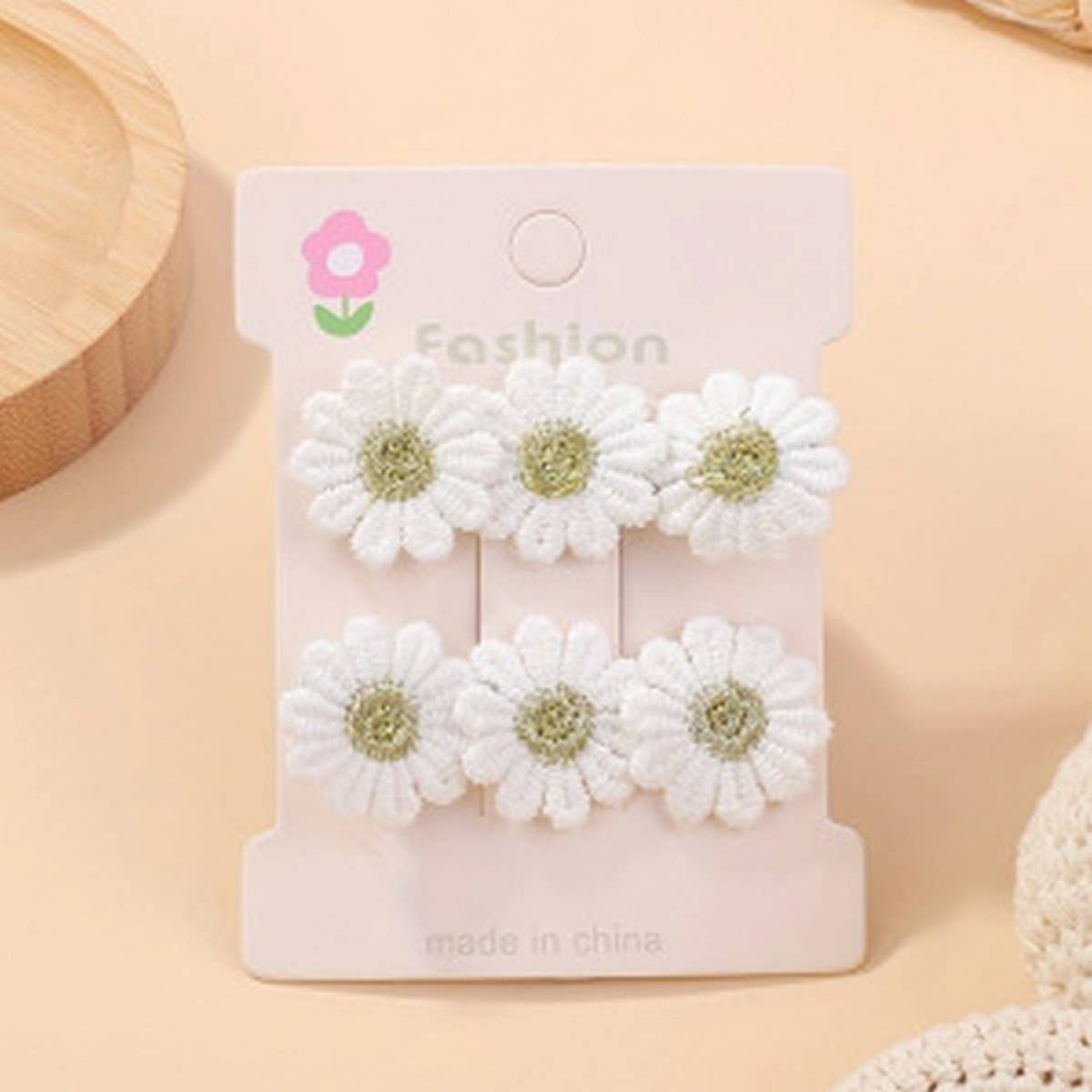 Fresh Daisy Hair Clip Set ? Handmade Fabric Clips