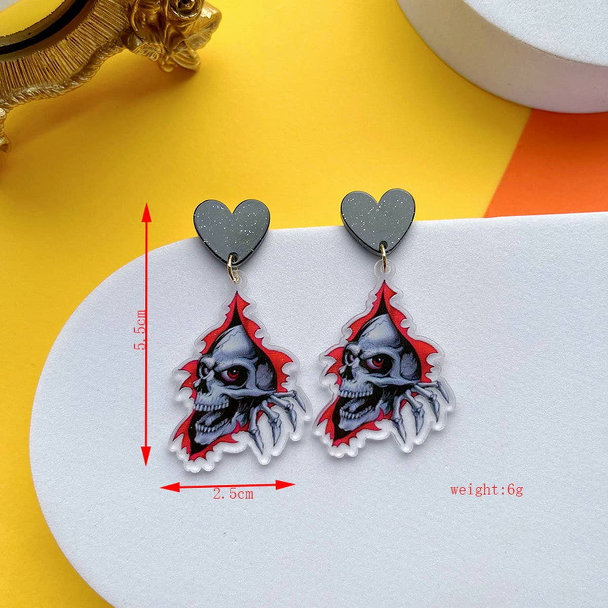 FUNNY HORROR SKULL GHOST EARRINGS