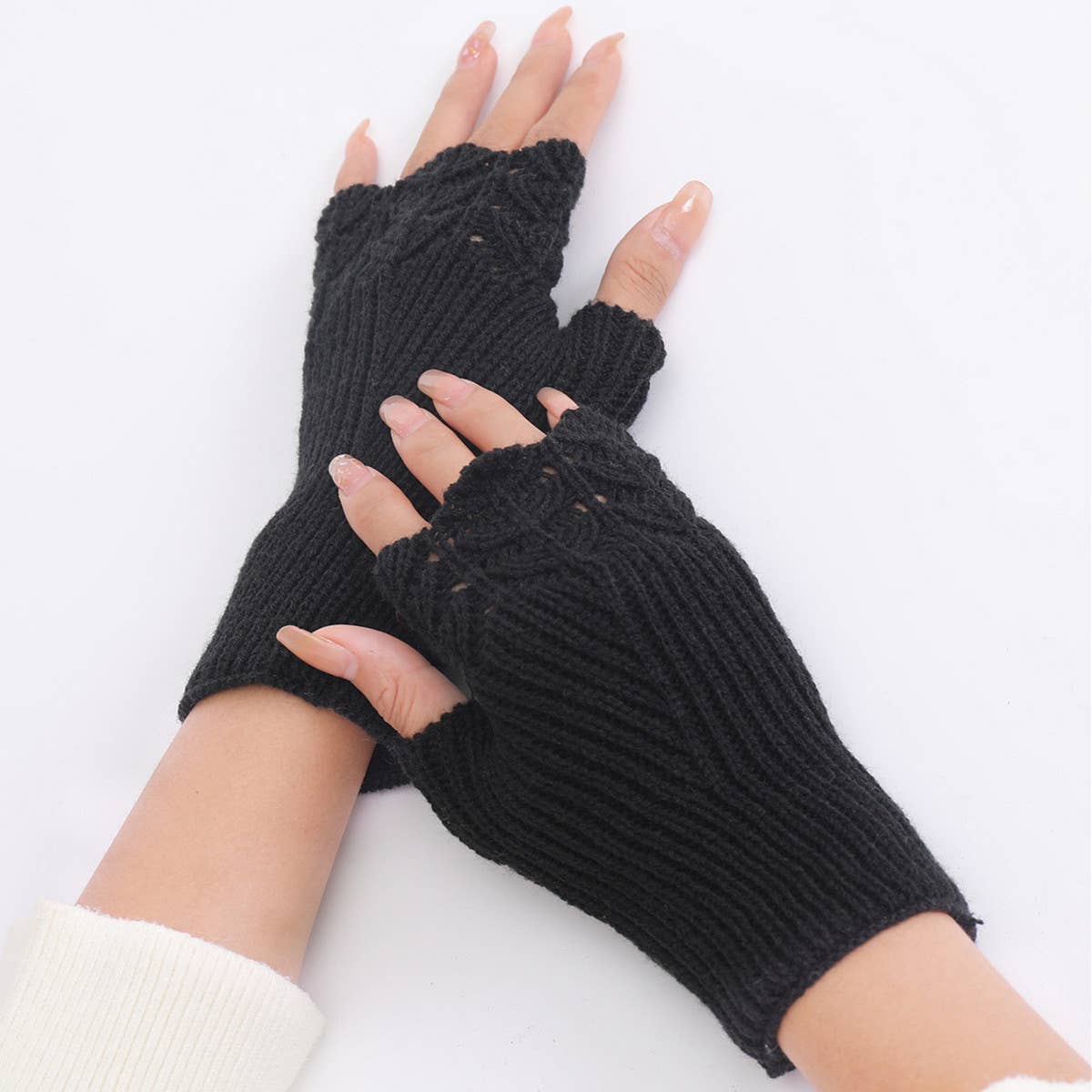 SOLID COLOR KNITTED WARM FINGERLESS GLOVES_CWAG0097