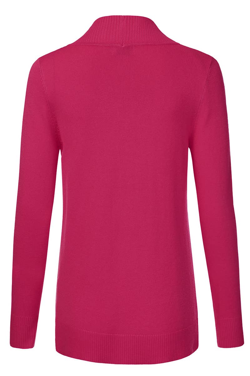 AWOCAL313_Open Front Long Sleeve Pockets Sweater Cardigan